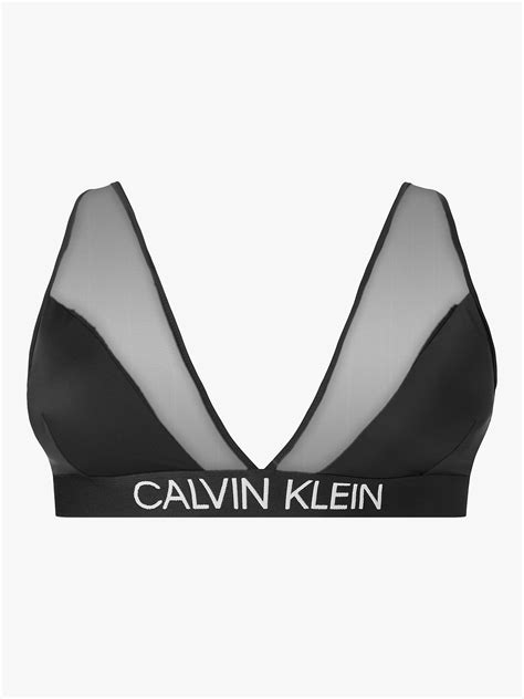 Calvin Klein Curve Triangle Bikini Top Pvh Black At John Lewis And Partners