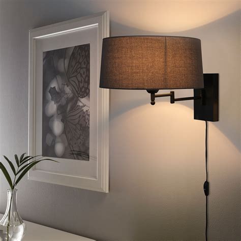 Halkip Wall Lamp With Swing Arm Led Bulb Gray Ikea Wall Lamp