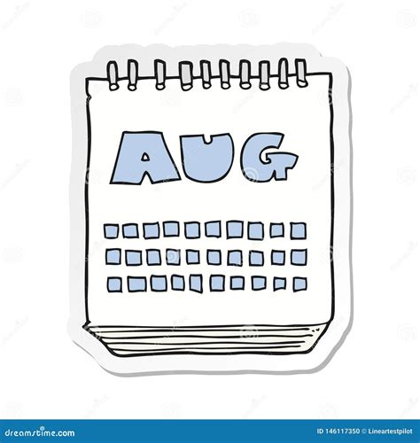 Zelfklever Van Een Cartoons Kalender Met Maand Augustus Vector