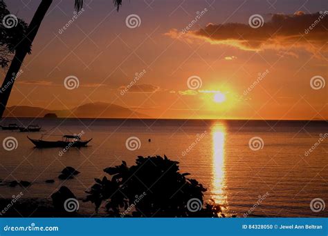 Golden Sunset In Anilao Philippine Landscape Stock Photo Image Of