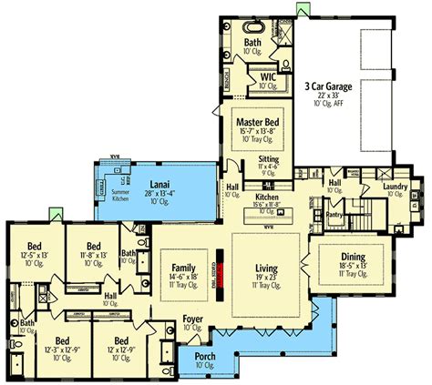 5 Bedroom Single Story Home Plan With 3 Car Garage 82240ka