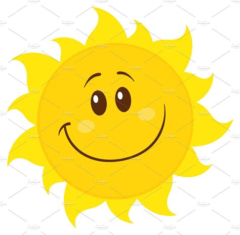 Smiling Yellow Simple Sun Illustrator Graphics Creative Market