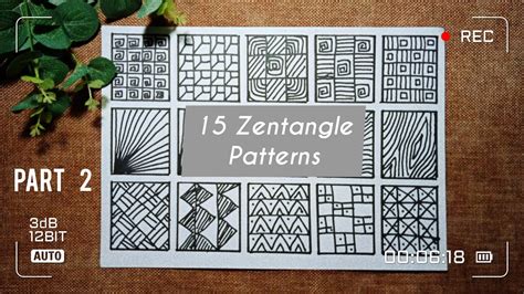 15 Zentangle Patterns Part 2 Doodle Art Patterns Youtube