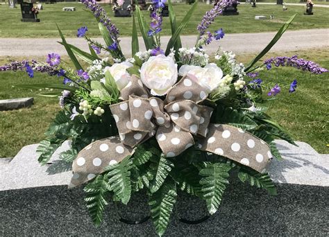 Spring Headstone Flowers Cemetery Saddle Tombstone Topper Flower