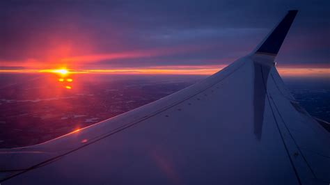 Wallpaper Sunlight Sunset Reflection Sky Airplane Aircraft
