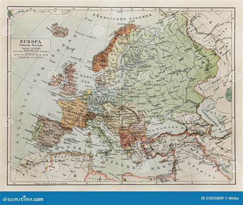 Vintage Europe Historical Political Map Royalty Free Stock Photo
