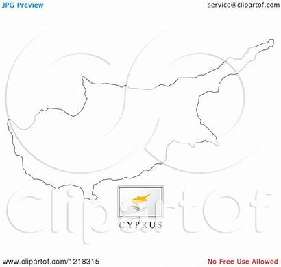 Cyprus Flag Outline Map Clipart Illustration Royalty