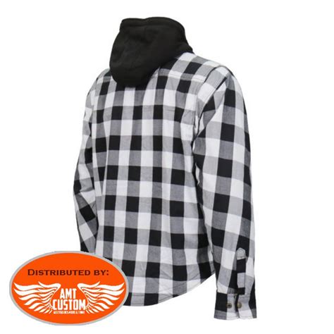 Black And White Flannel Reinforced Hooded Jacket