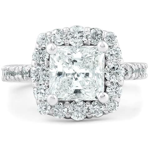 Pompeii3 2 12 Ct Princess Cut Halo Diamond Engagement Ring 14k White