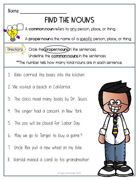 Mon And Proper Noun Worksheets For Grade 3 Worksheets For Kindergarten