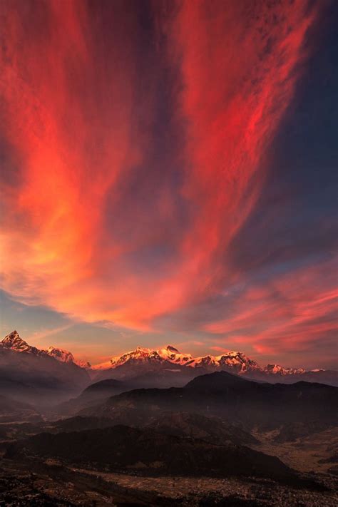 Download Wallpaper 800x1200 Tibet Mountains Sunset Sky Panorama