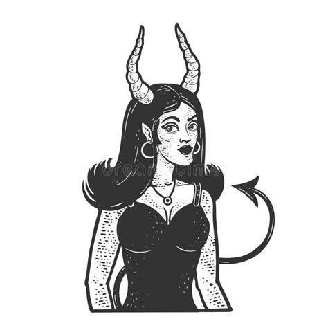 Devil Girl Sketch Vector Illustration Stock Vector Illustration Of
