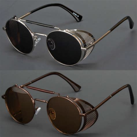 Vintage Steampunk Sunglasses Side Shield Gothic Hipster Round Eyewear Glasses Ebay
