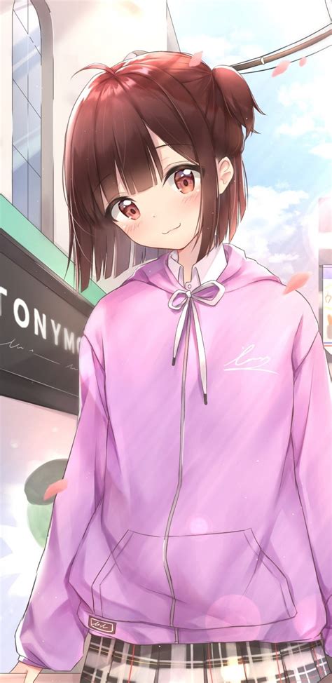 Download 1440x2960 Anime Girl Sweater Cute Street