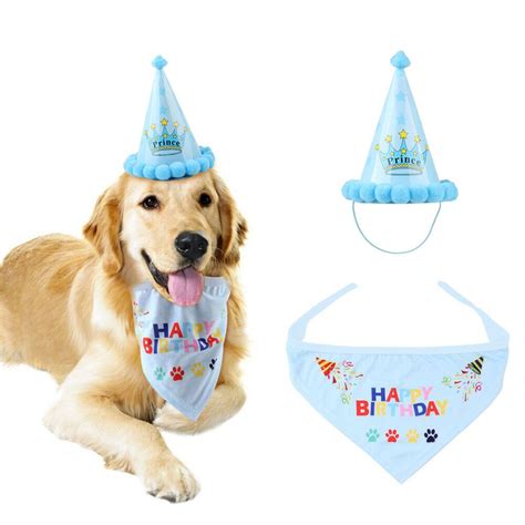 Dog Birthday Bandana With Party Cone Hat Great Birthday Outfit And Decor