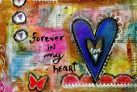 forever in my heart mixed media heart butterfly doodling heart art art journal heart