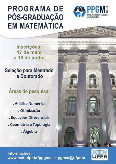 Inscrições Para O Processo Seletivo Ppgm Ufpr 2021 2 Em 2021 Matemática Ufpr Doutorado