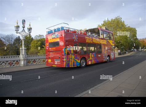 City Sightseeing In Red Tourist Open Topped Open Top Bus Empty Double