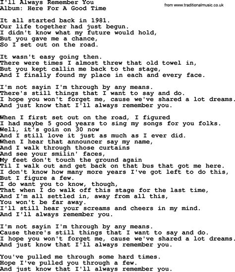 Ill Always Remember You By George Strait Lyrics