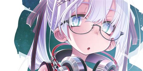 Wallpaper Illustration White Hair Anime Girls Glasses