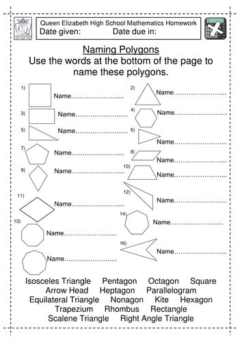 No matter whether you're a parent supporting your child's learning or a teacher looking for resources for your whole class. KS2 Maths worksheet: Naming Polygons by jlcaseyuk ...