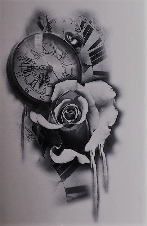 300 Clock Roses Tattoo Design Ideas In 2020 Tattoo Designs Clock