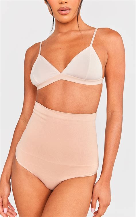 Nude Sculpted High Waisted Thong Prettylittlething Usa