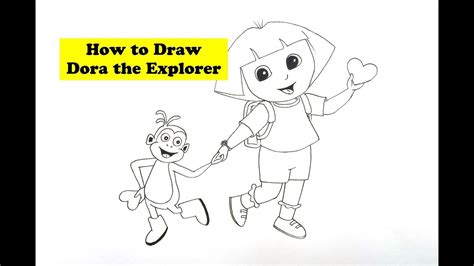 How To Draw Dora And Bujjiboots Cartoon Step By Step For Kids