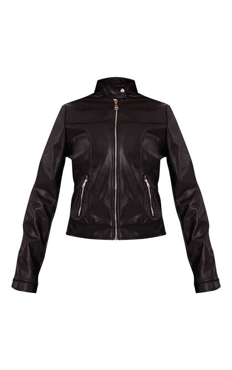 Black Faux Leather Biker Jacket Outerwear Prettylittlething