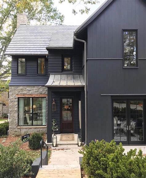 Grey Siding House With Black Windows Jeanine Shearer