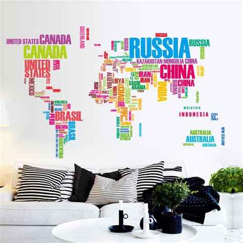 World Map Vinyl Wall Decal Removable Wall Decal Map Vinyl