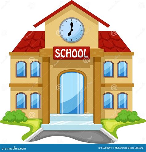 School Building Cartoon Stock Illustration Illustration Of Lawn 55204891