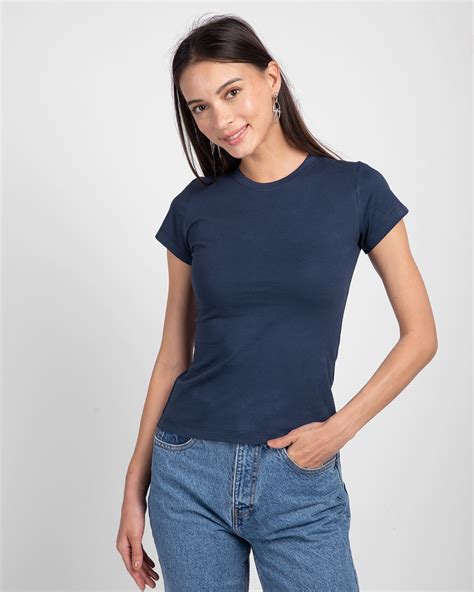 Buy Galexy Blue Plain Half Sleeve T-Shirt For Women Online India 