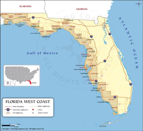 Map Of Florida West Coast Florida West Coast Map