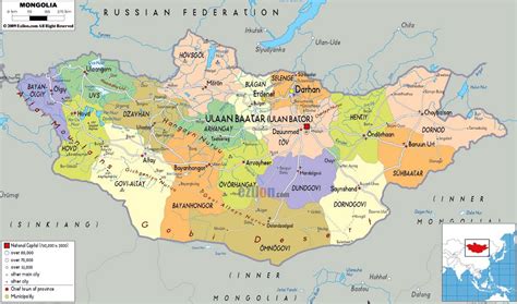Das autonome gebiet innere mongolei ist eine provinz im norden von china. Large political and administrative map of Mongolia with ...