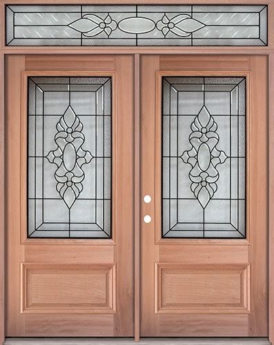 Cheap 34 Lite Mahogany Prehung Wood Double Door Unit With