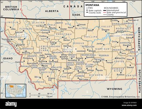 Political Map Of Montana Stock Photo Alamy