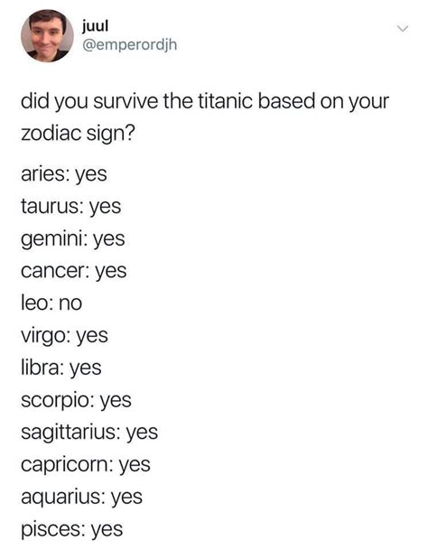 Titanic Leo Zodiac Facts Zodiac Signs Chart Zodiac Funny Zodiac Sign