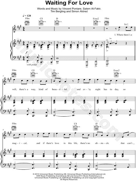 Avicii Waiting For Love Sheet Music In F Minor Transposable