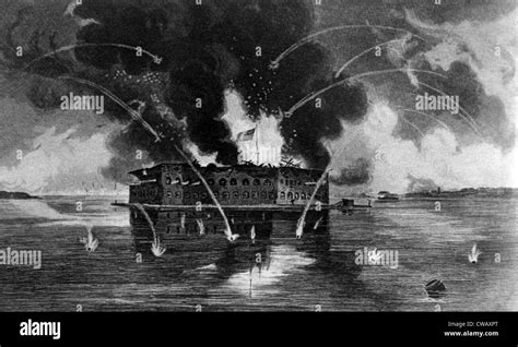 Bombardment By Confederate Batteries At Fort Sumter In Charleston