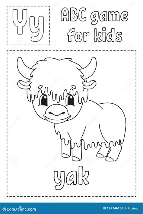 Letter Y Is For Yak Abc Game For Kids Alphabet Coloring Page Cartoon