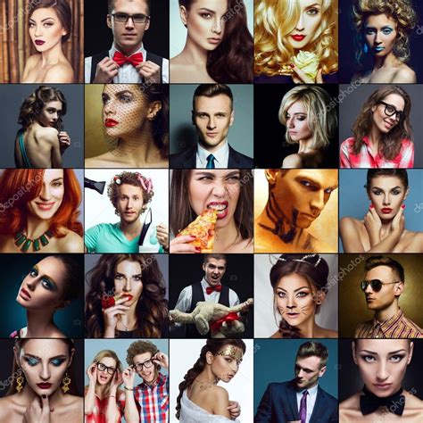 Hipster People Concept Collage Mosaic Of Fashionable Men Women With