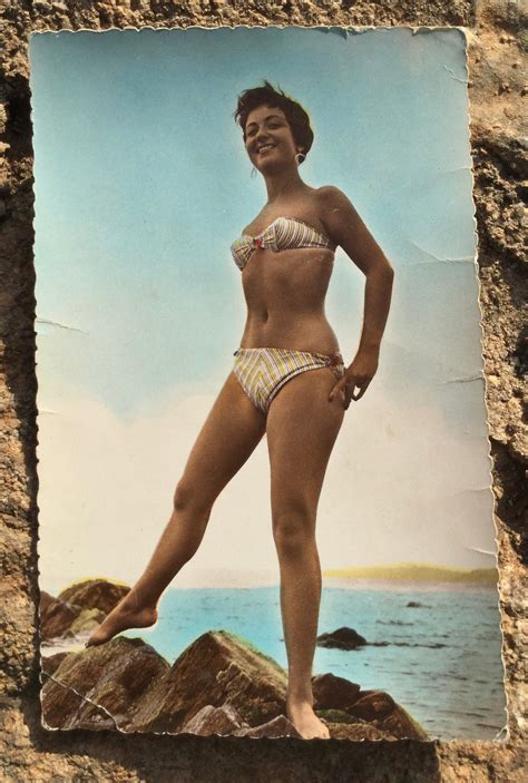 Three French Bikini Pin Up Girl Postcards Hand Coloured Etsy
