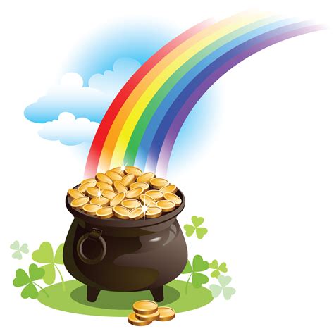 Pot Of Gold With Rainbow Clipart Clipart Best