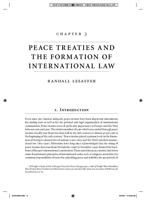 Pdf Peace Treaties And The Formation Of International Law Randall Lesaffer Randall Lesaffer