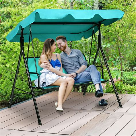 Gymax Outdoor Swing Canopy Patio Swing Chair 3 Person Canopy Hammock Blue Michaels