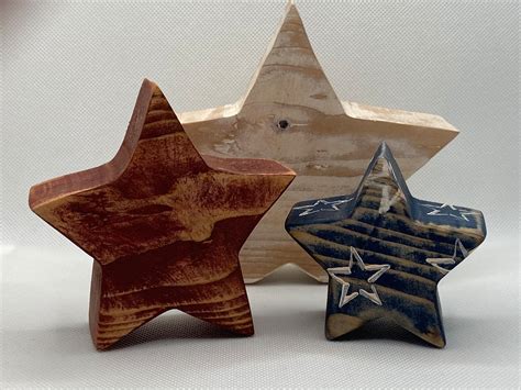 Rustic Americana Stars Patriotic Wood Stars Primitive Decor Etsy
