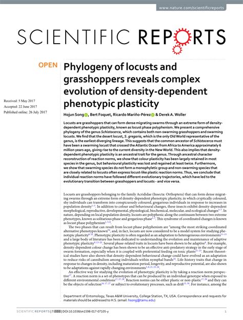 Pdf Phylogeny Of Locusts And Grasshoppers Reveals Complex Evolution