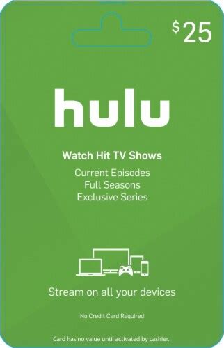 Hulu Gift Card Activate And Add Value After Pickup Removed