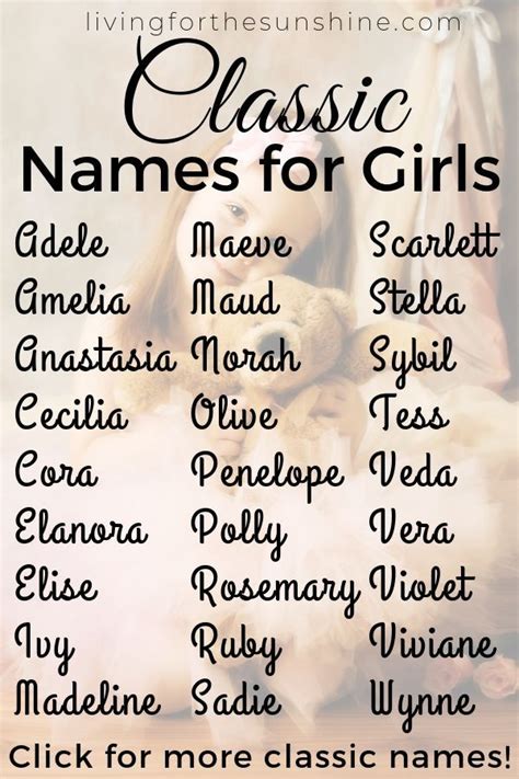 101 Adorable Classic Girl Names Classic Girls Names Old Fashioned